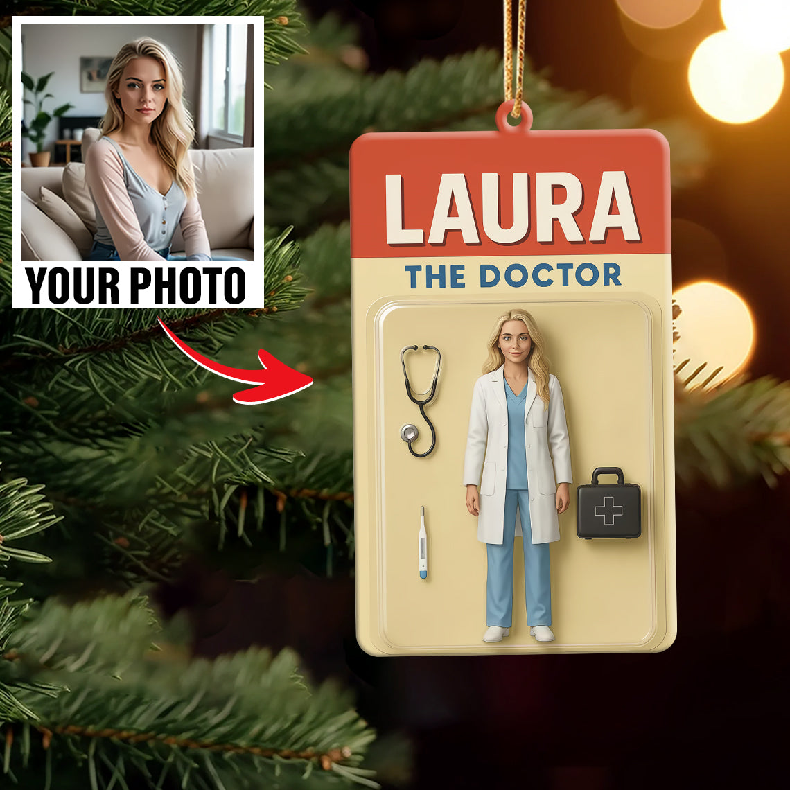 Turn Your Photo into an Action Figure - Custom Photo Ornament Toy Box Portrait | Doctor