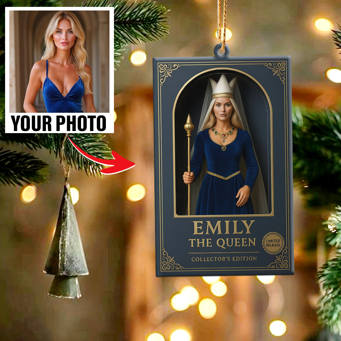 Turn Your Photo into an Action Figure - Custom Photo Ornament Toy Box Portrait | Queen