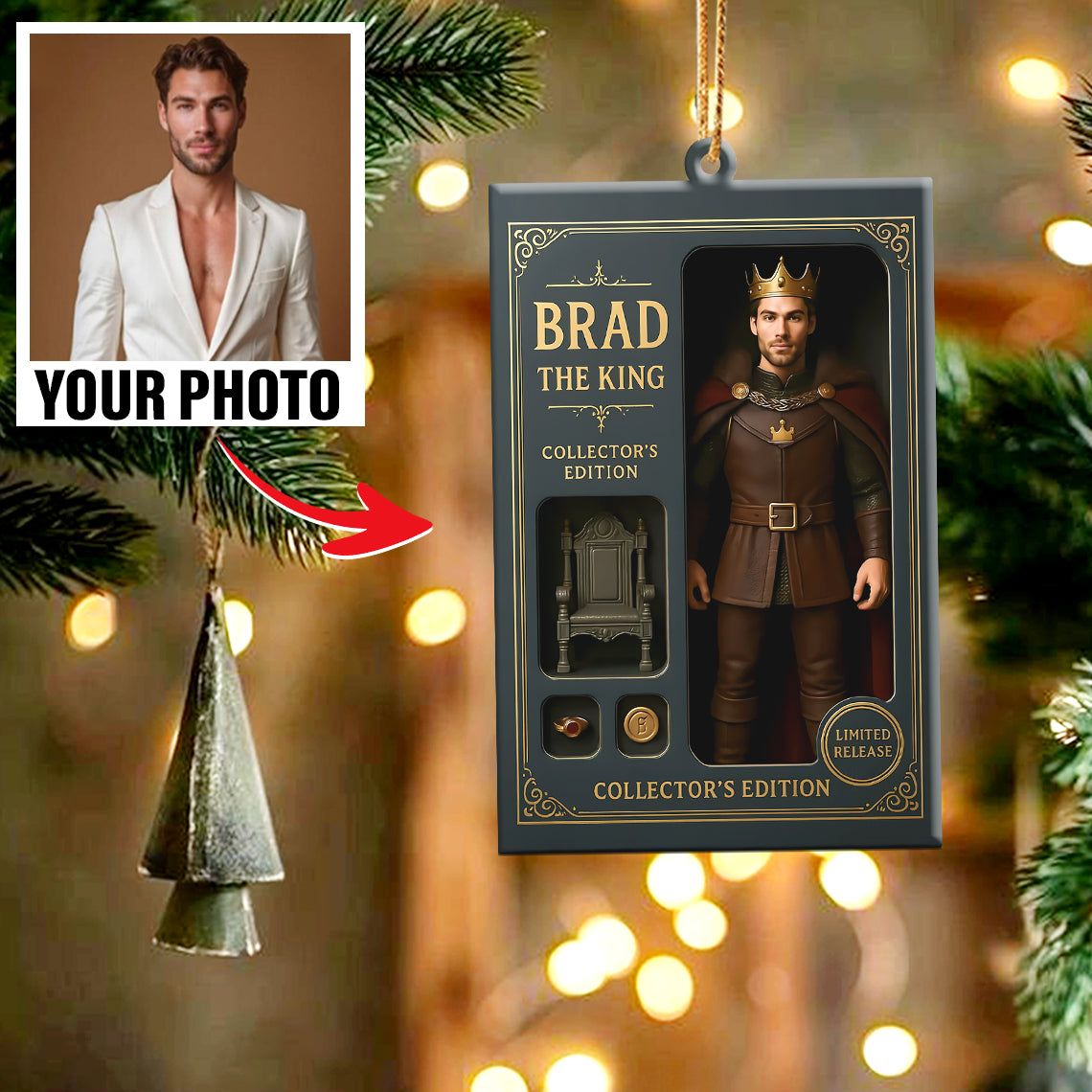 Turn Your Photo into an Action Figure - Custom Photo Ornament Toy Box Portrait | King
