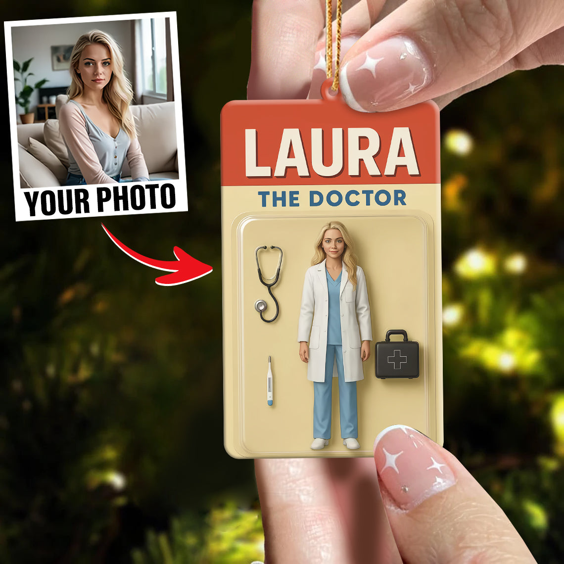 Turn Your Photo into an Action Figure - Custom Photo Ornament Toy Box Portrait | Doctor
