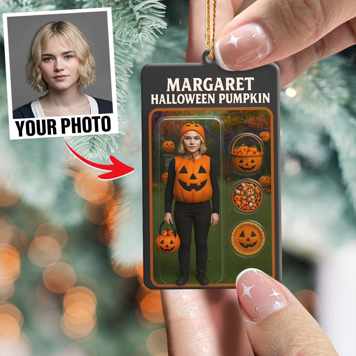Turn Your Photo into an Action Figure - Custom Photo Ornament Toy Box Portrait | Halloween Pumpkin