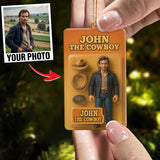 Turn Your Photo into an Action Figure - Custom Photo Ornament Toy Box Portrait | Cowboy
