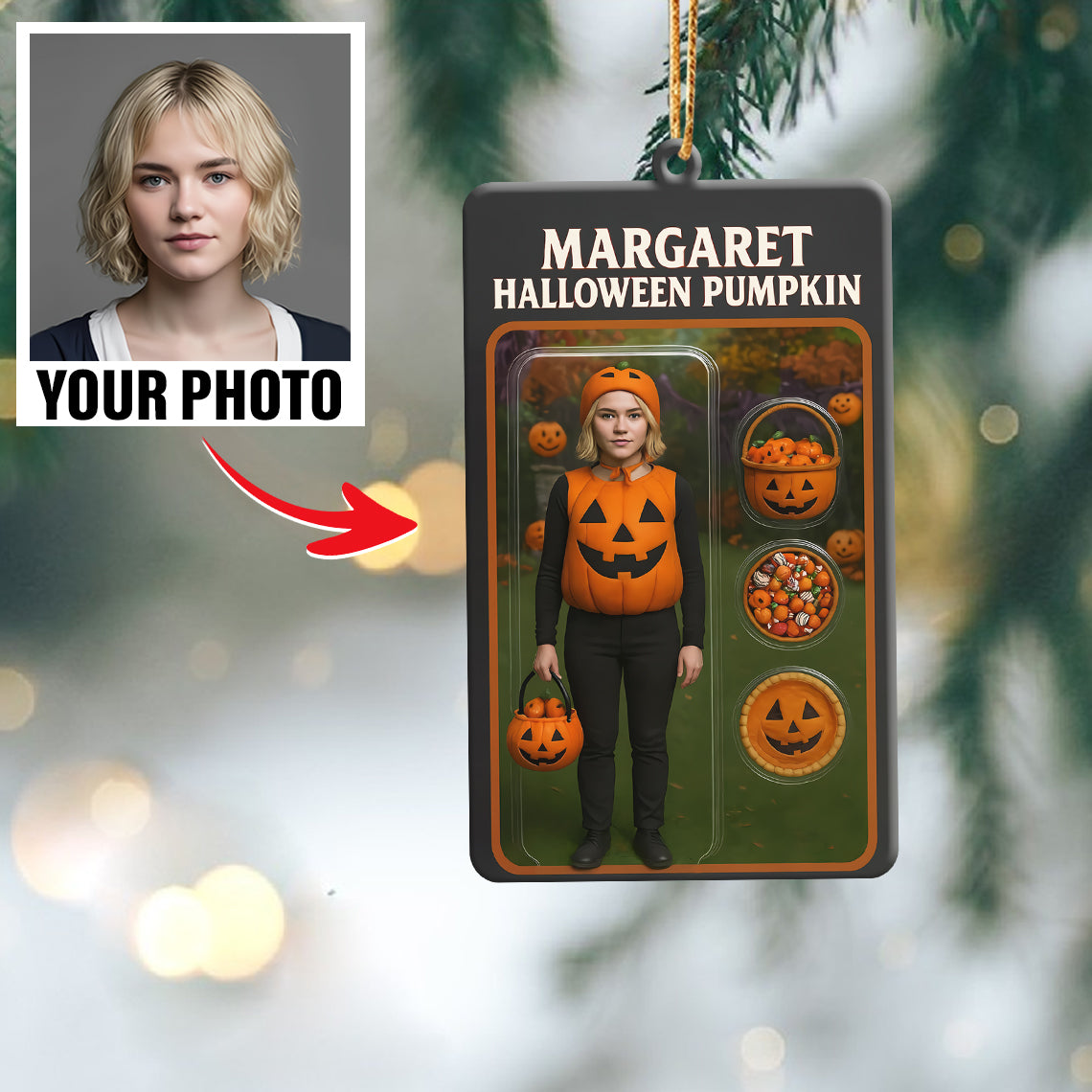 Turn Your Photo into an Action Figure - Custom Photo Ornament Toy Box Portrait | Halloween Pumpkin