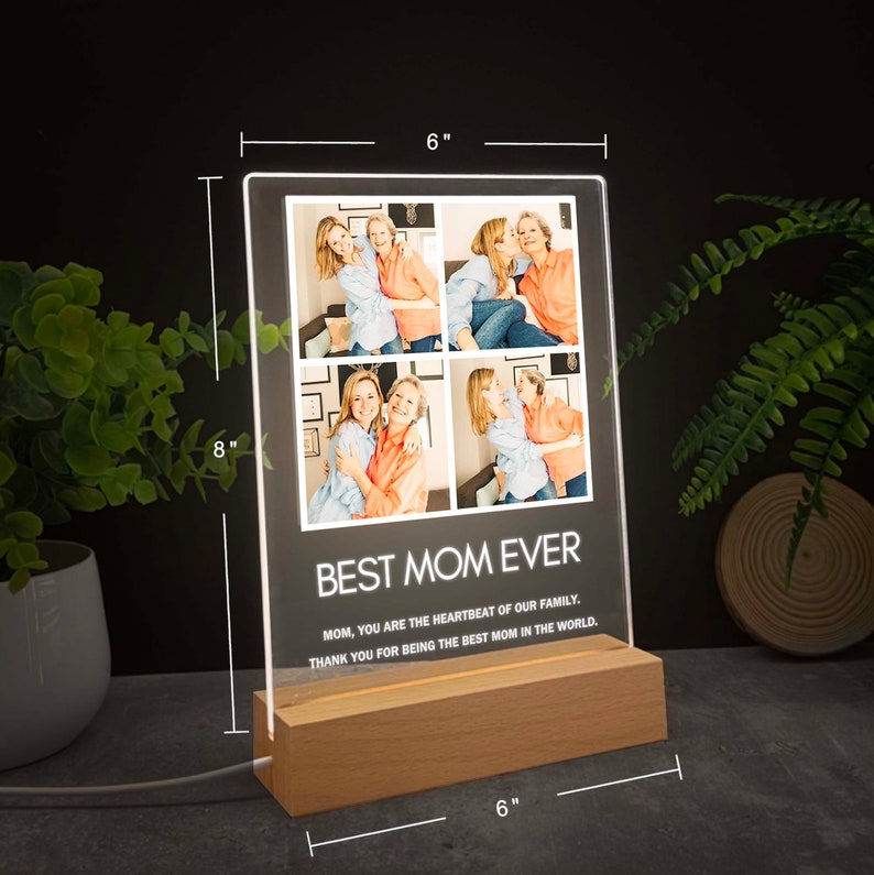 Personalized photo gifts for mom, Custom family photo collage night light, Best mom ever gift, Unique mom gift, First mothers day | Light Photo