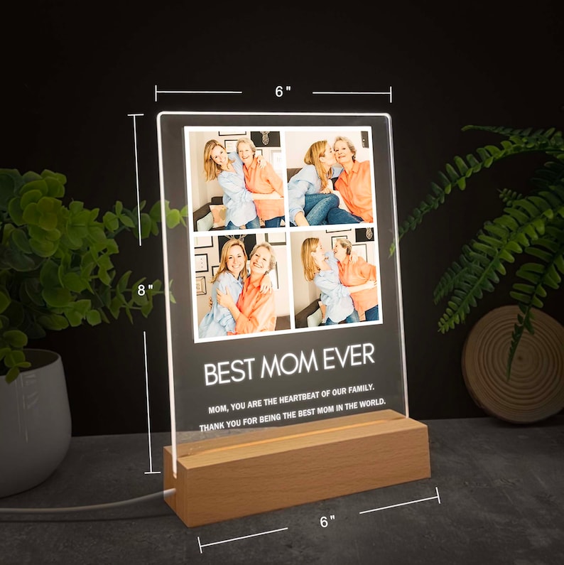 Custom family photo collage night light, Personalized gifts for mom, Family reunion gift for her, Meaningful gift | Light Photo