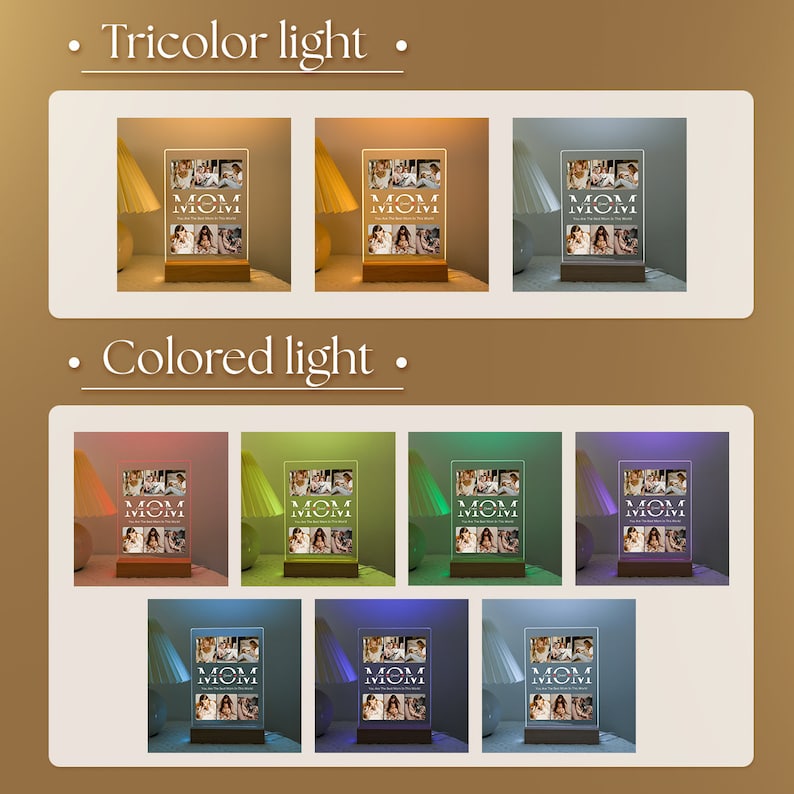 Custom Photo Night Light, Personalized Photo Collage LED Light, Mother's Day Gifts, Bedroom Night Light, Gift for Mom, Gift for Dad | Light Photo