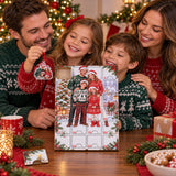 Personalized Family Advent Calendar with 24 Custom Photo Acrylic Ornaments, Wooden Christmas Countdown Box, Custom Holiday Gift for Family