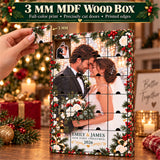 Personalized Newlywed Advent Calendar with 24 Custom Photo Acrylic Ornaments, Our First Christmas Married Gift, Wedding Keepsake for Couple