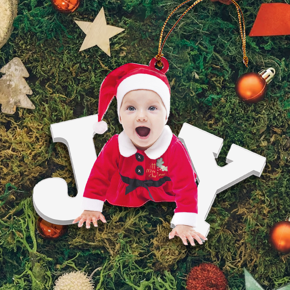 Custom photo Ornament - ersonalized Custom Photo Mica Ornament - Christmas Gift For Kid, Family Members| Joy
