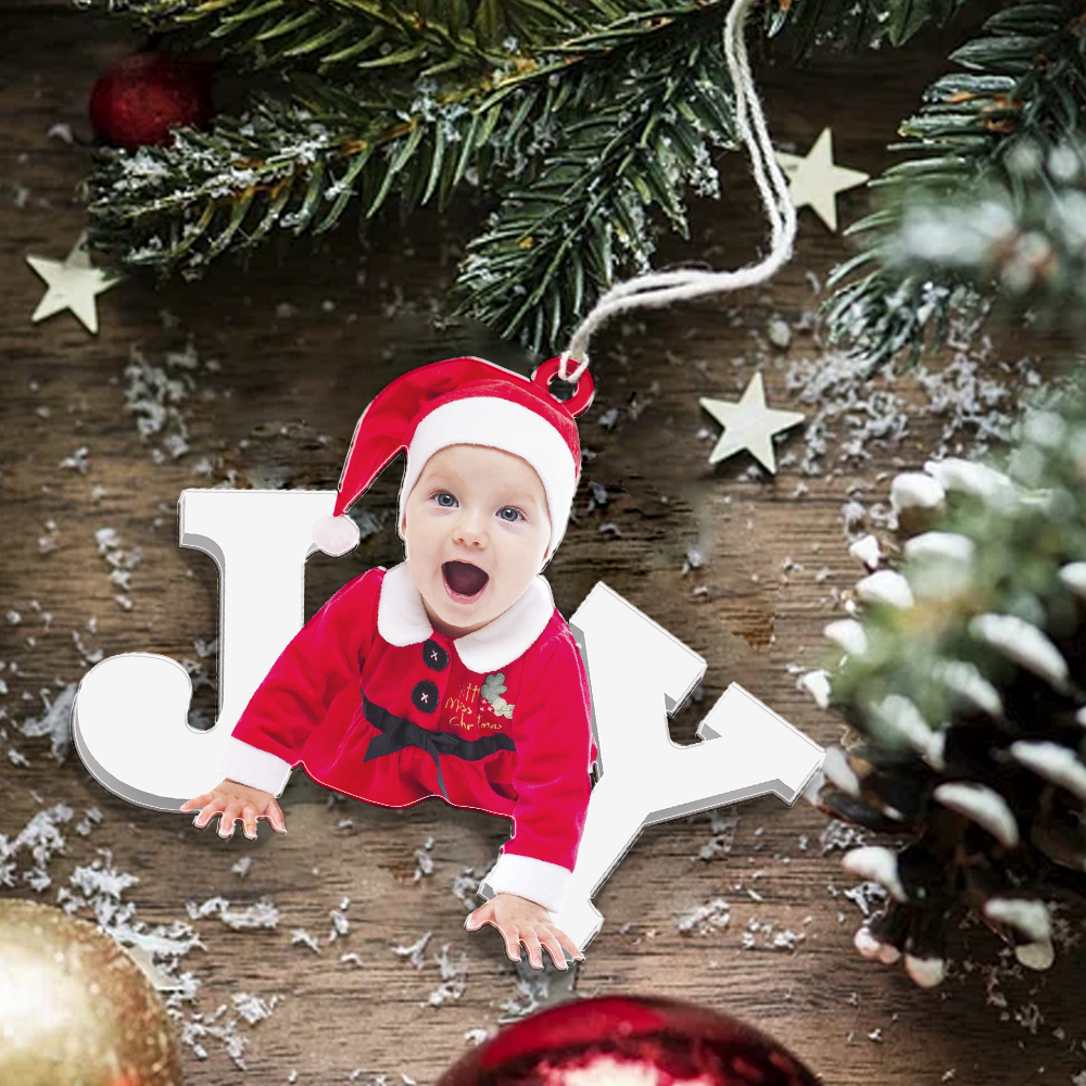 Custom photo Ornament - ersonalized Custom Photo Mica Ornament - Christmas Gift For Kid, Family Members| Joy