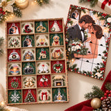Personalized Newlywed Advent Calendar with 24 Custom Photo Acrylic Ornaments, Our First Christmas Married Gift, Wedding Keepsake for Couple