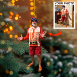 Custom Photo Ornament - Funny Christmas Gift - Christmas, Birthday Gift For Family, Family Members, Mom, Dad, Husband, Wife | Funny Santa