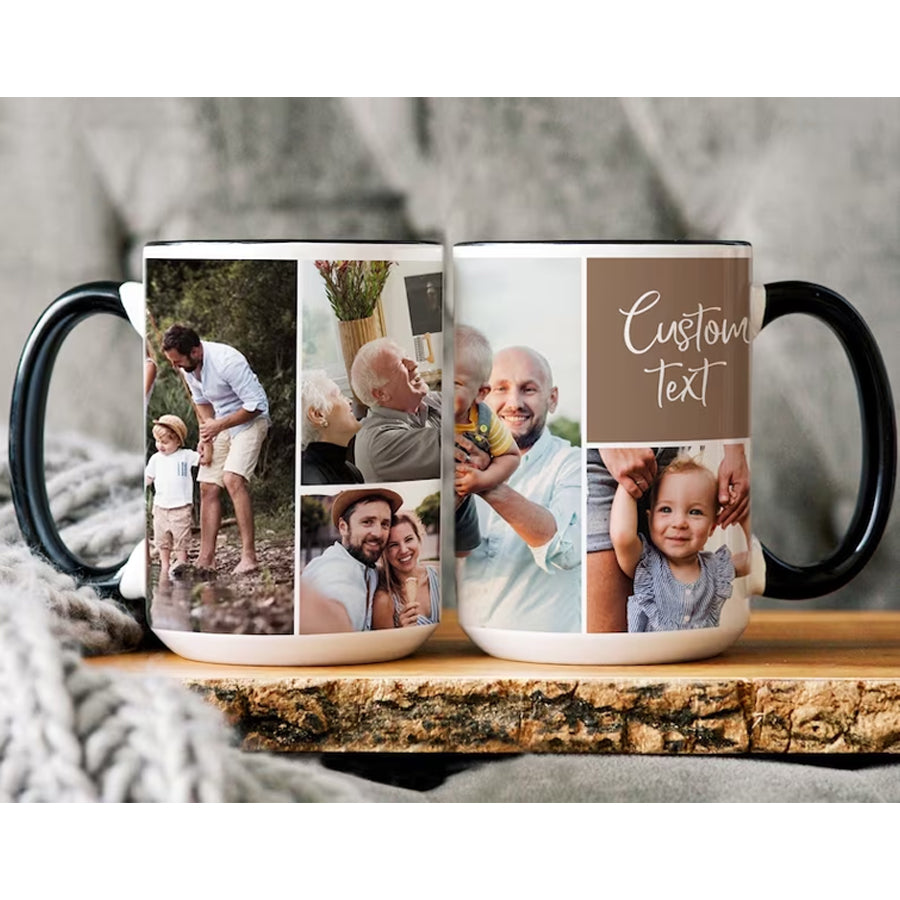 Custom Photo Collage Mug, Photo Collage With Text Mug, Birthday Gift, Collage Coffee Mug, Family Gift. Xmas Gift