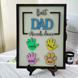 Best Dad Ever Hands Down Wooden Sign, DIY Hands Print Sign, Father's Day Gift