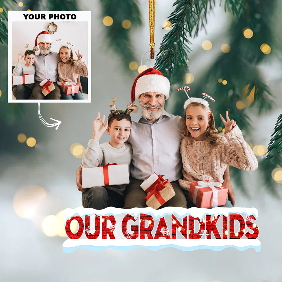 Custom Photo Ornament, Our Grandkids Ornament, Christmas Gift For Grandma Grandpa | Grandkids Red