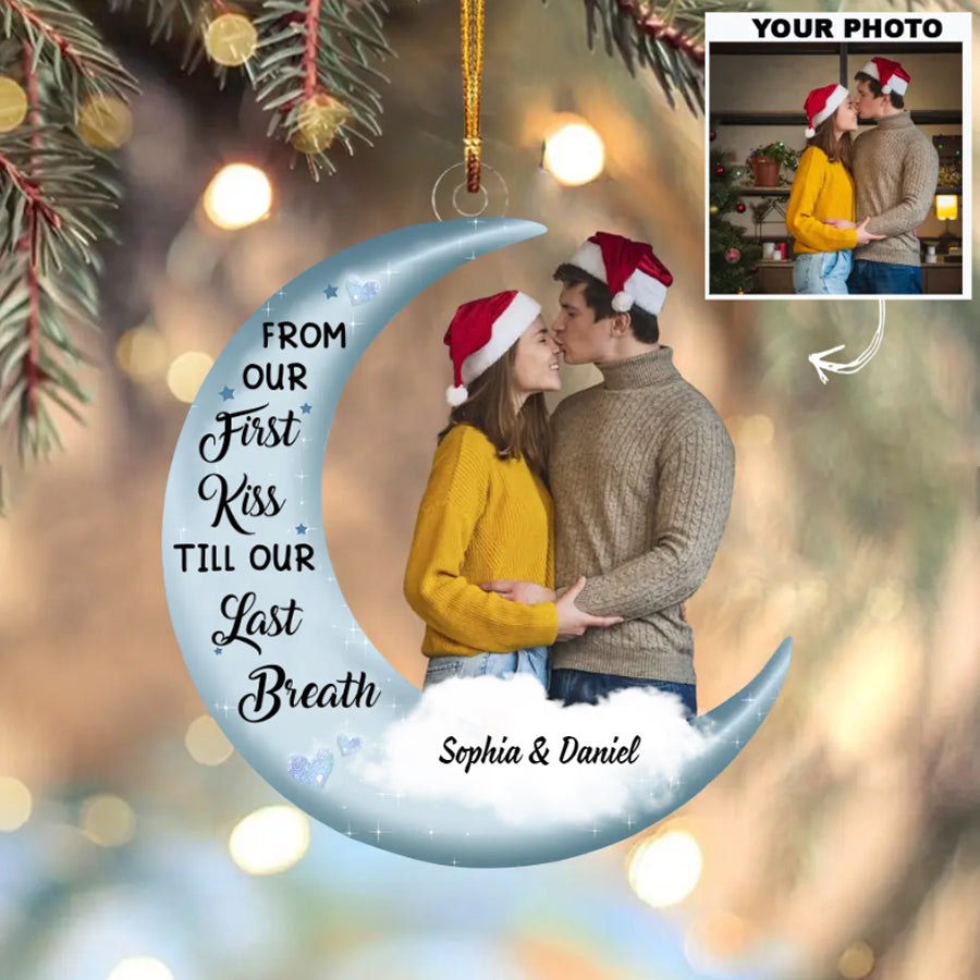 Custom Photo Ornament, Couple Ornament, Christmas Gift For Wife, Husband | Moon Couple