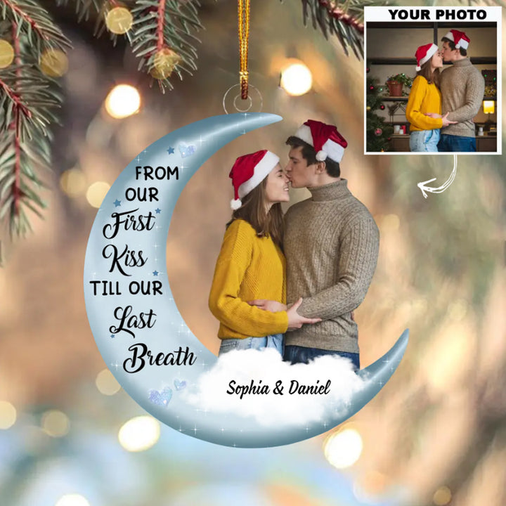 Custom Photo Ornament, Couple Ornament, Christmas Gift For Wife, Husband | Moon Couple