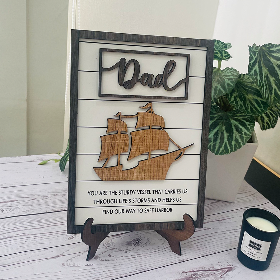 Dad Wooden Sign, Dad Quote Frame, Father's Day Wood Sign, Gift for Dad Grandpa