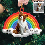 Custom Pet Photo Ornament, Dog Memorial, Pet Loss Gift, Rainbow Bridge Ornament | Pet Rainbow