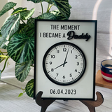 First Dad Wooden Sign, Engraved Clock Wood, Gift for Dad, Father's Day Wooden Gift