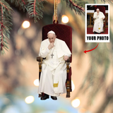 Personalized Custom Photo Ornament Christmas, Perfect Gift for Christians, Family and Friends | Pope