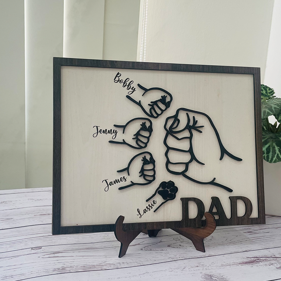 Hands Bump Wooden Sign, Father's Day Gift, Funny Gift for Dad