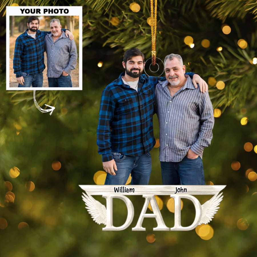 Custom Photo Ornament, Family Photo Ornament, Dad Photo Ornaments | Dad Wings