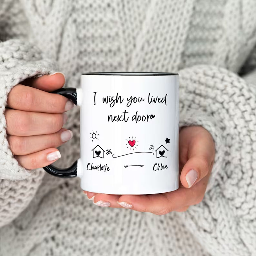 I Wish You Lived Next Door Mug, Long Distance Friendship Gift, Moving Away Gift, Sister, Bestie, Miss You Best Friend Gift, Christmas Gift