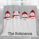 Snowman Family Christmas Blanket, Personalized Christmas Throw, Personalized Family Gift, Personalized Snowman Family Blanket, Holiday Gift