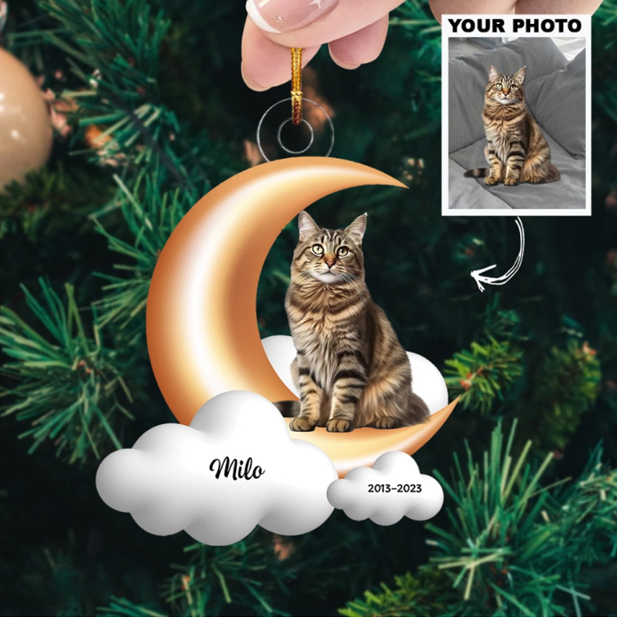 Custom Pet Photo Ornament, Pet Memorial Ornament, Pet Lost Gift | Pet Moon