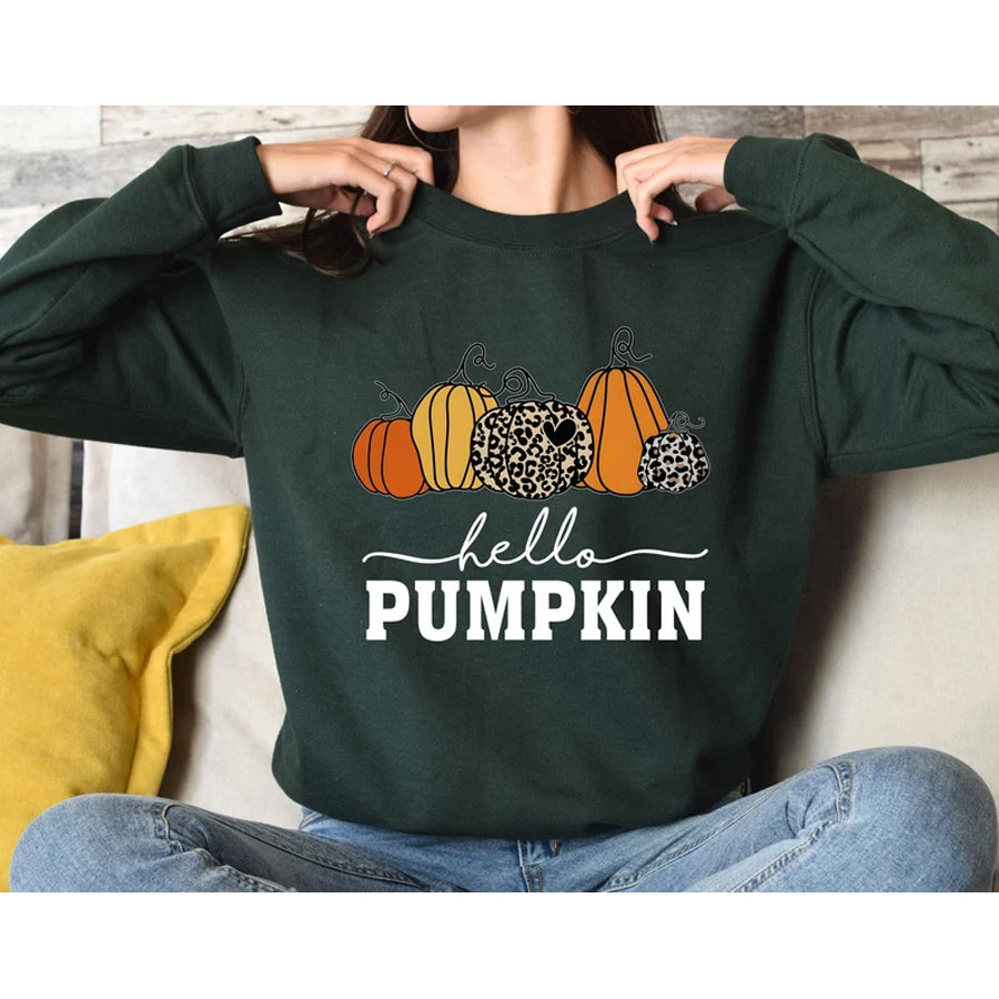 Hello Pumpkin Shirt, Cute Thanksgiving Tee, Fall T-Shirt, Hello Autumn Shirt, Thanksgiving Women's Shirt