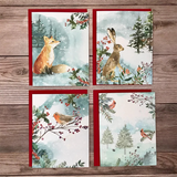 Winter Woodland Animals Christmas Cards, Holiday Watercolor Animals, Christmas Note Cards