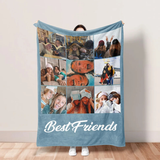 Custom Friend Photo Blanket Collage, Personalized Picture Blanket With Text, Friendship Blanket, Memorial Blanket, Best Friend Gift, Anniversary Gift