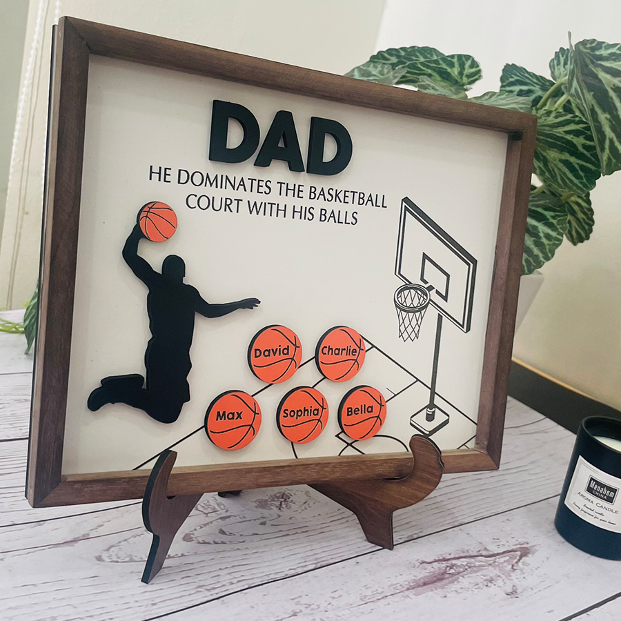 The Basketball Wooden Sign, Dad Basketball Wood Sign, Gift for Dad, Father's Day Gift