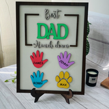 Best Dad Ever Hands Down Wooden Sign, DIY Hands Print Sign, Father's Day Gift