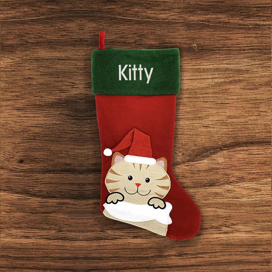 Custom Christmas Stocking, Pet Stockings for Dog and Cats, Xmas Gift, Home Decoration
