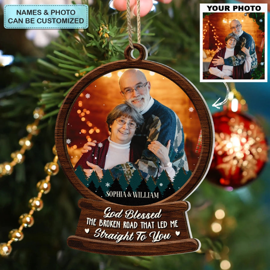 Custom Photo Ornament, Couple Ornament, Christmas Gift For Wife, Husband | God Blessed