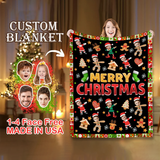 Custom Family Photo Christmas Blanket, 2023 Xmas Blanket, Custom Image Blanket, Merry Christmas Blanket, Family Blanket