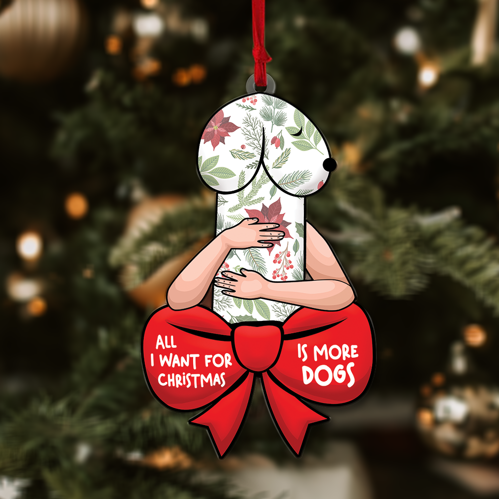 Funny Christmas Ornament, Dirty Christmas Ornament, All I Want For Christmas Is More Dog, Dog Lover Gift