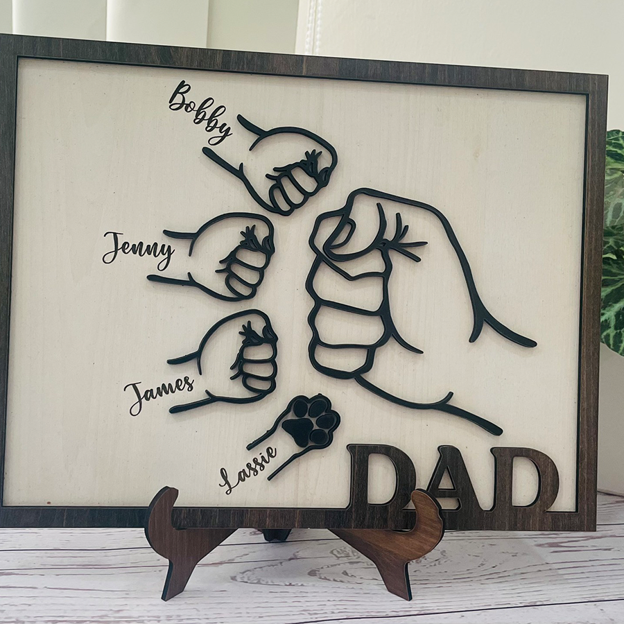Hands Bump Wooden Sign, Father's Day Gift, Funny Gift for Dad