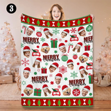 Custom Christmas Blanket with Face, Personalized Funny Blanket,Gift for Family, Christmas Gift
