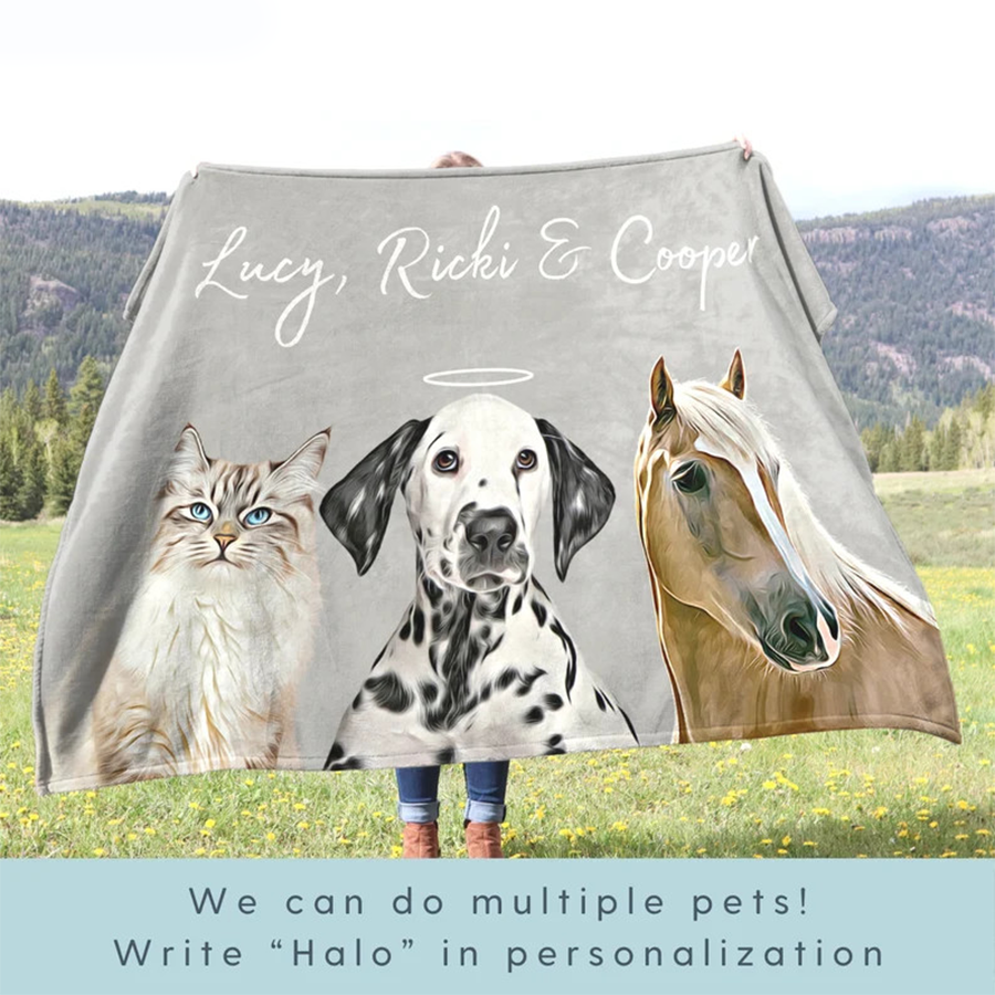 Custom Pet Portrait Blanket, Dog Blanket, Personalized Gift, Cat Picture Blanket, Pet Photo Blanket, Pet Lover Gift