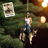 Custom Photo Ornament, Dog With Owner Ornament, Gift For Dog Mom, Dog Dad, Dog Lover | Dog Lover
