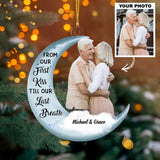 Custom Photo Ornament, Couple Ornament, Christmas Gift For Wife, Husband | Moon Couple