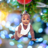 Custom Photo Ornament - Gift For Baby - Baby First Christmas Ornament | Black Baby