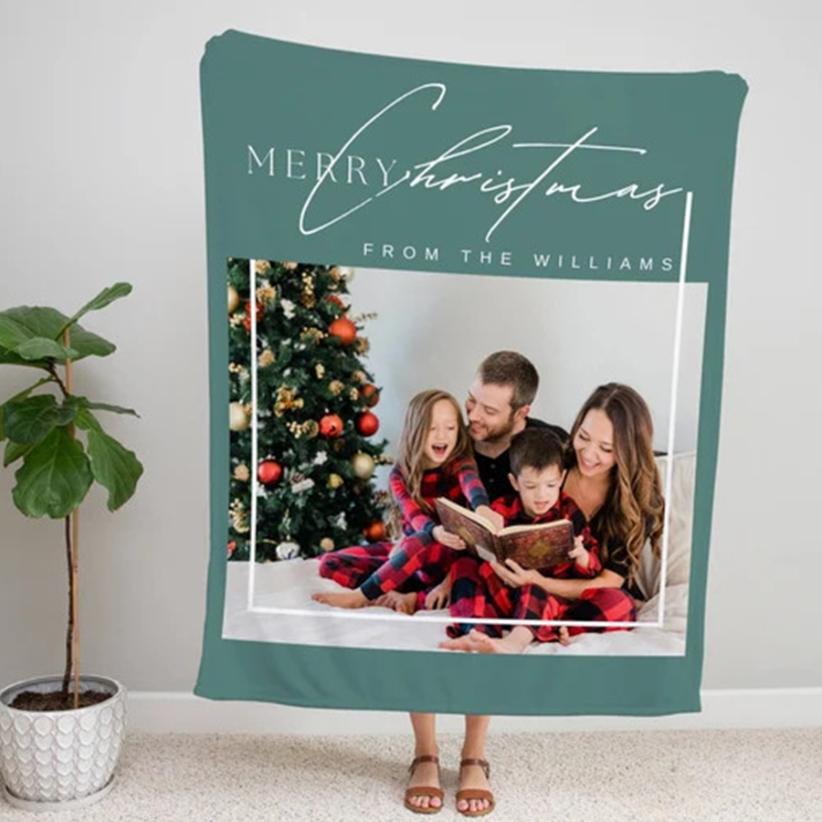 Custom Family Photo Blanket, Personalized Family Gift, Anniversary Gift, Xmas Gift