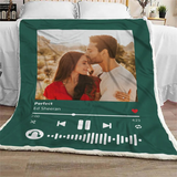 Custom Couple Photo Blanket, Personalized Music Blanket, Photo Blanket With Your Song, Wedding, Engagement Gift for Couple, Christmas Gift