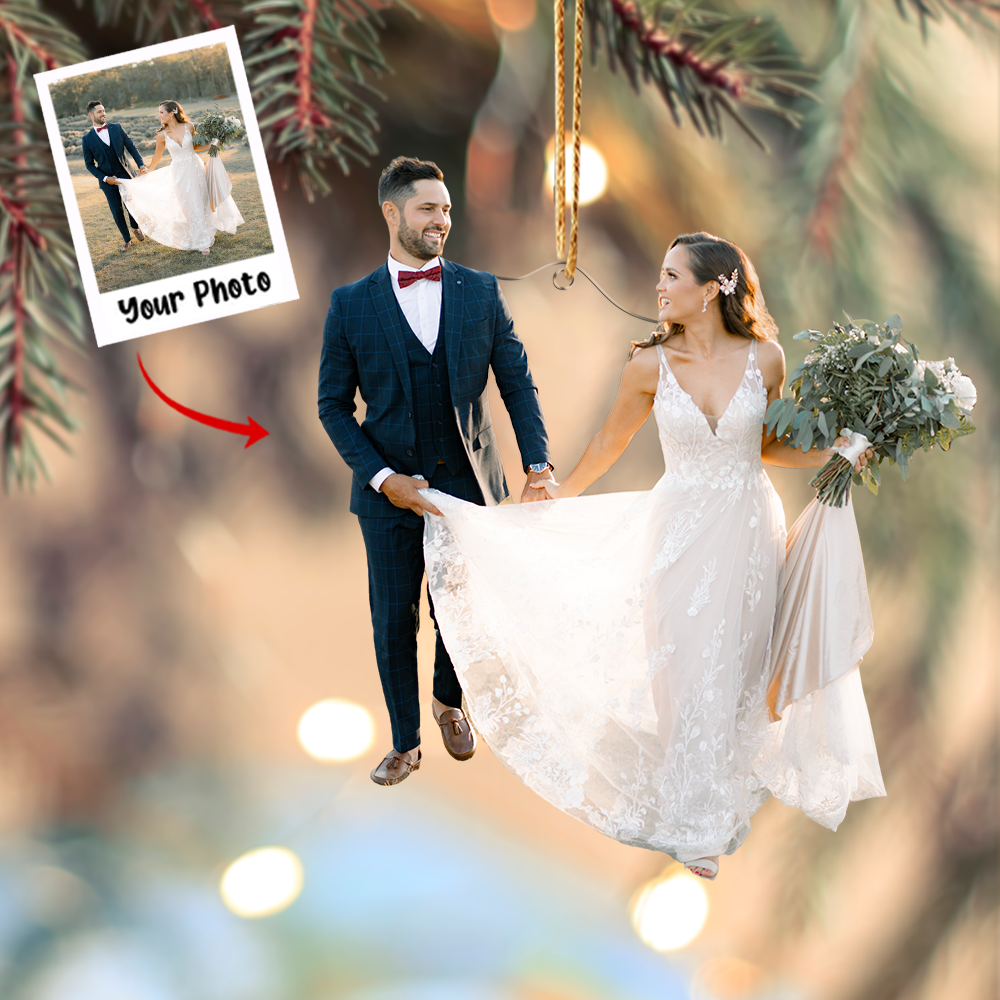 Custom Photo Ornament, Wedding, Christmas Gift For Couple, Christmas Gift For Wife Husband, Anniversary Gift | Married 3