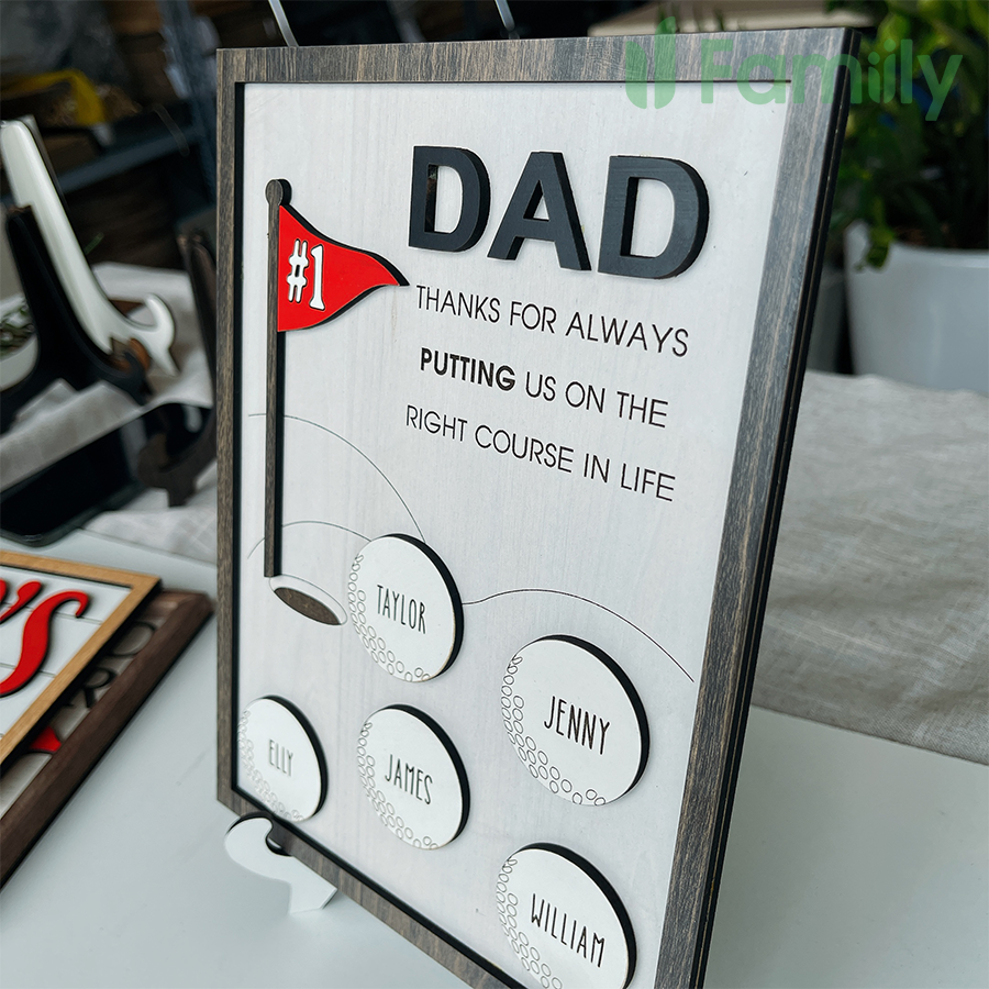 Personalized Wooden Golf Sign, Custom Frame Father, Father's Day Gifts