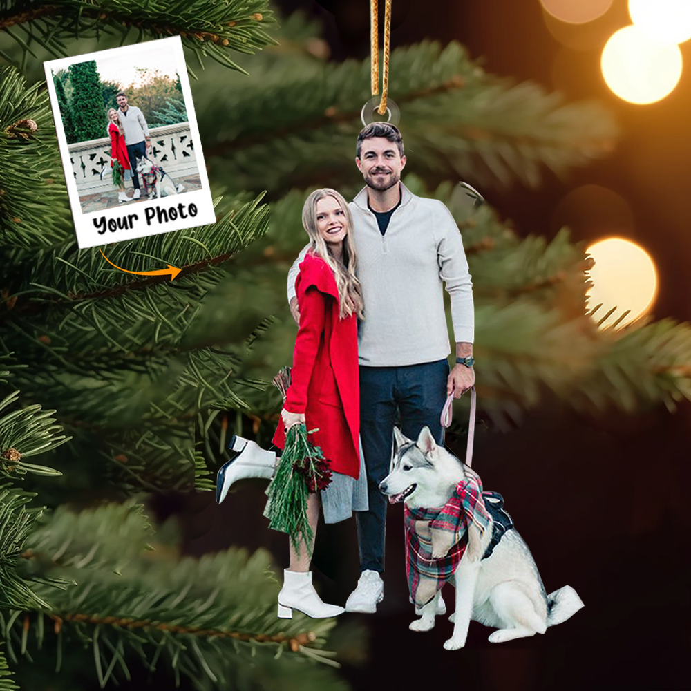 Custom Photo Ornament - Christmas Gift For Family Members, Dog Lovers, Dog Mom, Dog Dad | Vit